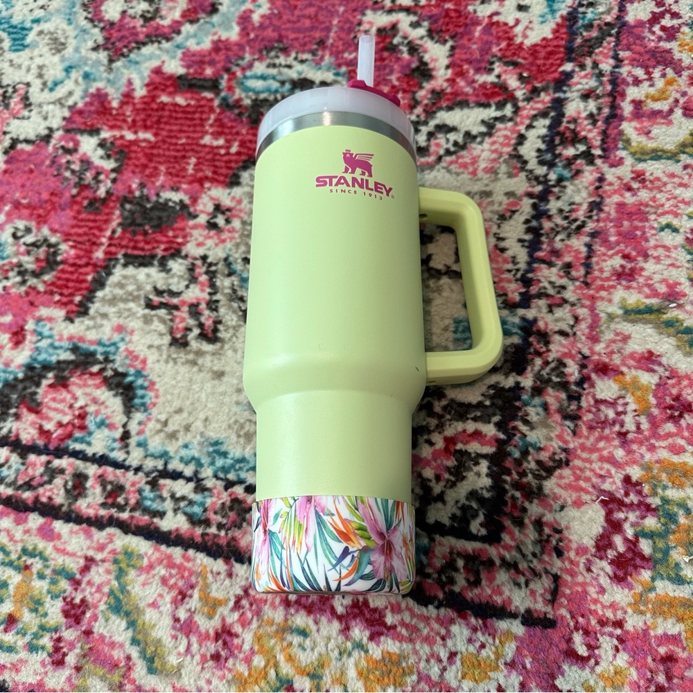 Stanley Lime & Pink 40 oz Tumbler with Boot GUC